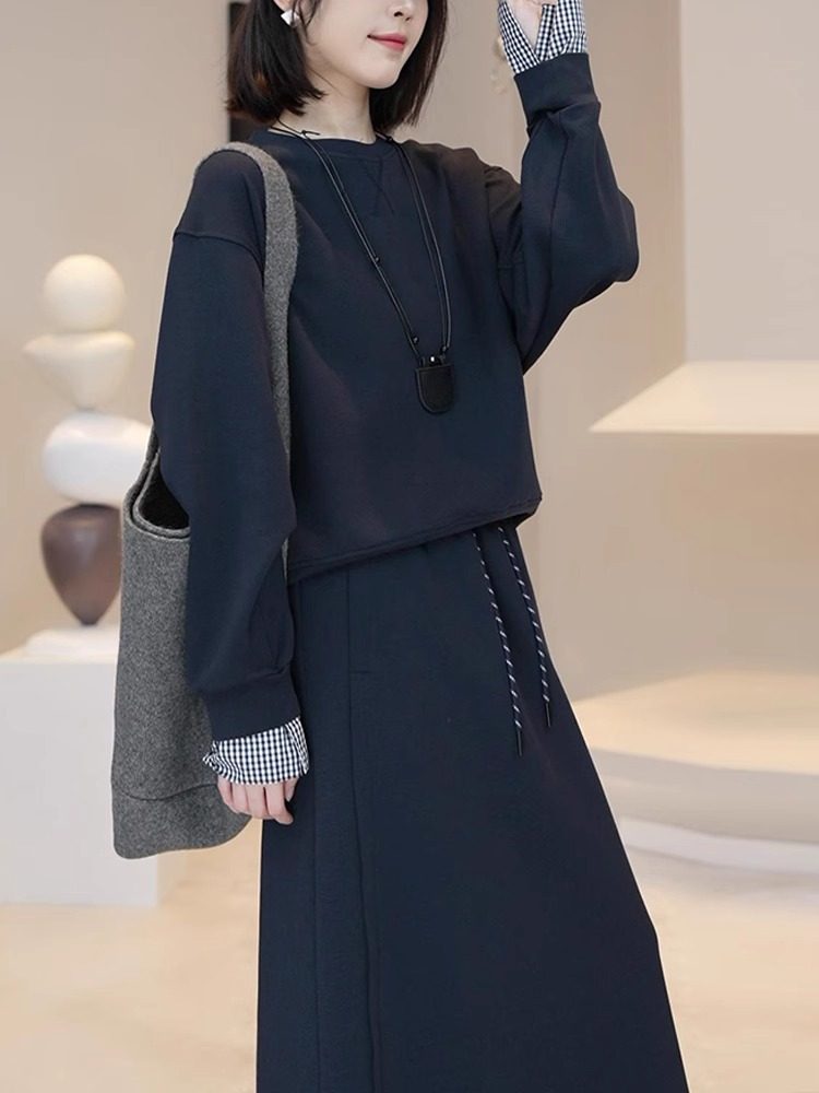 套装女春秋2025新款宽松显瘦洋气长袖卫衣半身长裙时尚休闲两件套