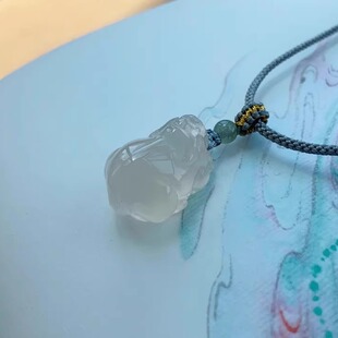 {瑞兽}天然正品冰种白玉髓立体貔貅吊坠 本命年招财貔貅玉坠挂件