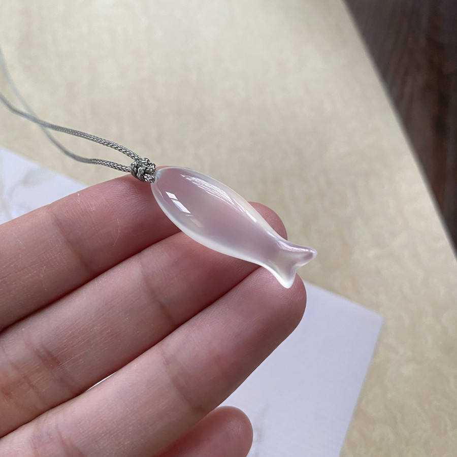 时间的大鱼 天然冰种玉髓鱼吊坠 鱼形玉佩简约风玉石饰品 男女款