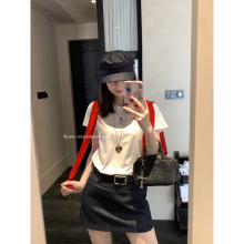 孔一粒 短袖T恤女夏季2025新款修身显瘦圆领正肩上衣米奇印花T恤