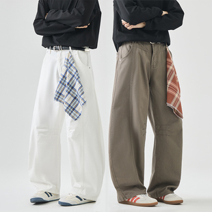 秋冬复古美式水洗弯刀休闲裤男女同款宽松baggy版型垂感镰刀裤子