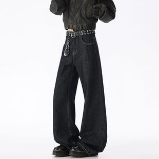 型痞帅长裤 男女2021M版 宽松微喇秋季 复古老钱cleanfit原色牛仔裤