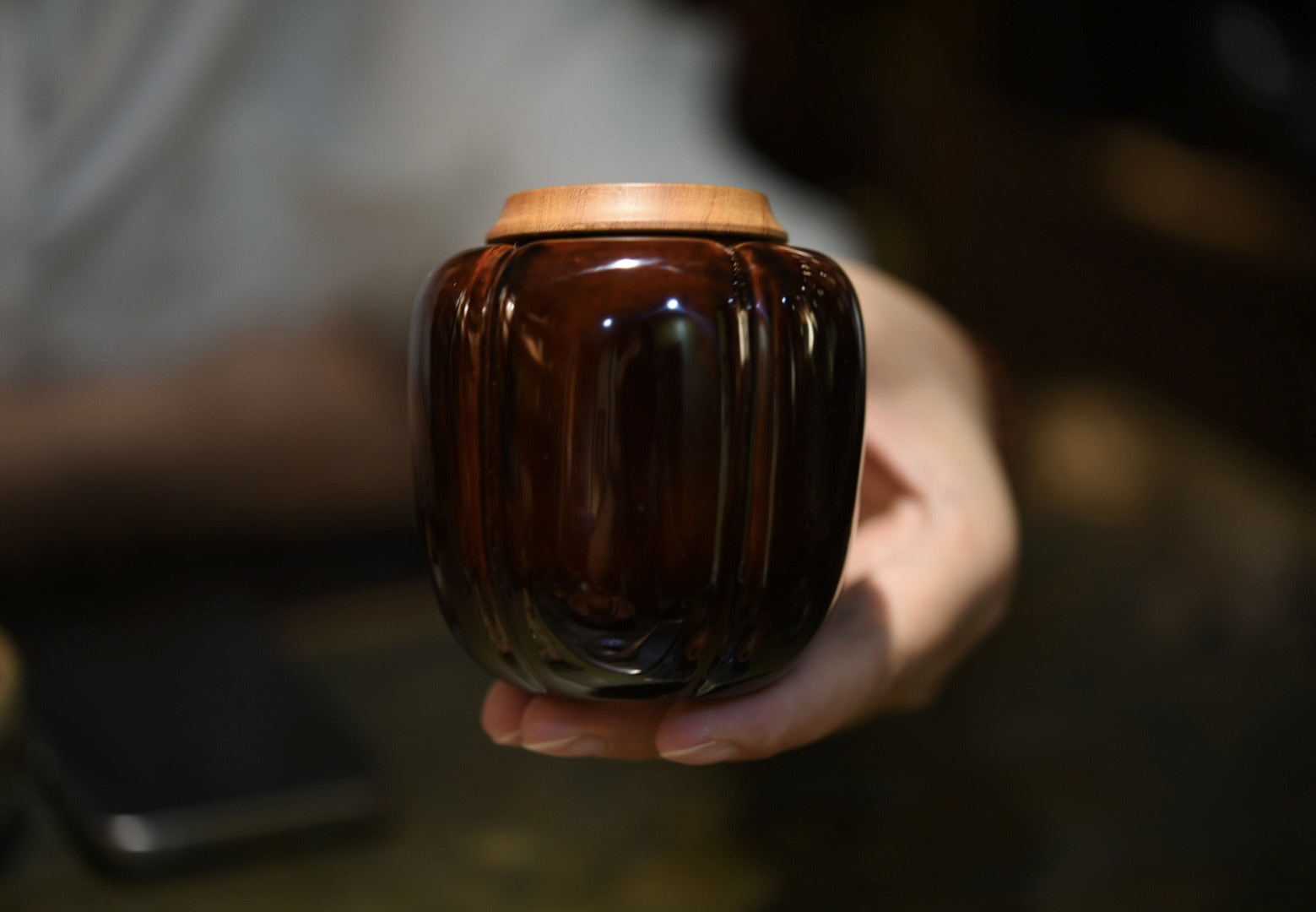 茶叶罐 日本漆器木头盖小茶仓 醒茶罐 博茶堂茶具包邮