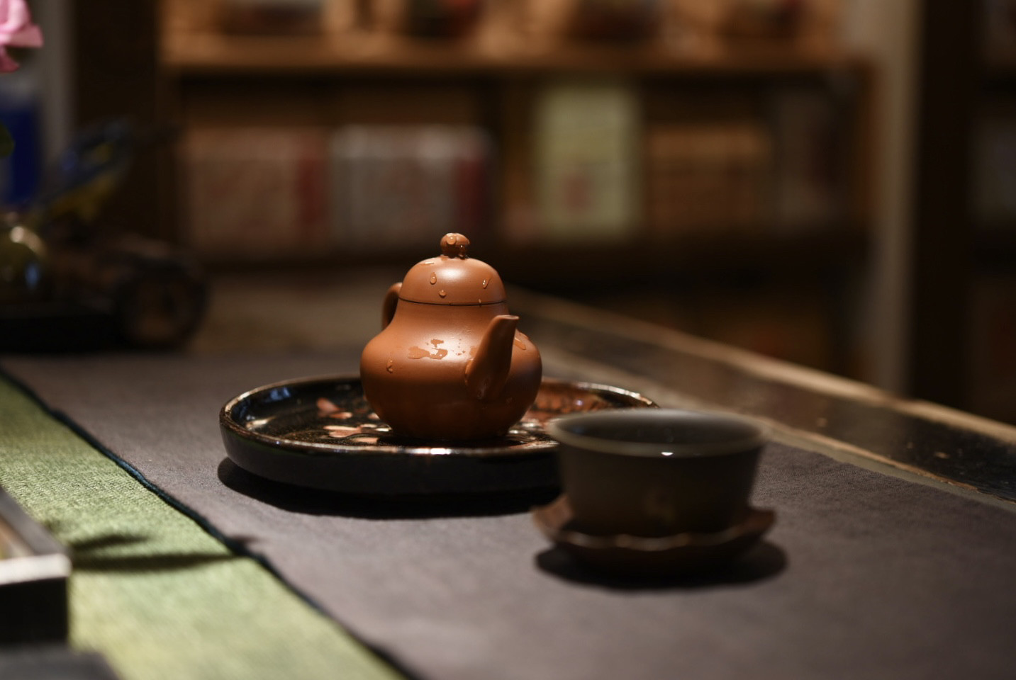 茶盘 台湾手工陶土红釉小圆盘 干泡盘 点心瓜果盘 博茶堂茶具包邮