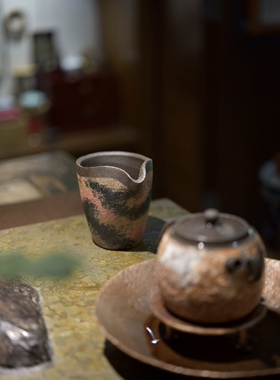茶海 台湾刘梦函手作陶土岩矿无把公道杯 分茶器 功夫茶具 博茶堂