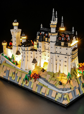 YEABRICKS适用乐高建筑系列21063灯饰 新黑天鹅城堡积木LED灯光组