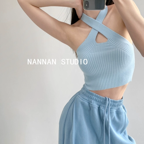 Трикотажный весенний жилет, летняя короткая майка топ, базовый свитер без рукавов, премиум класс