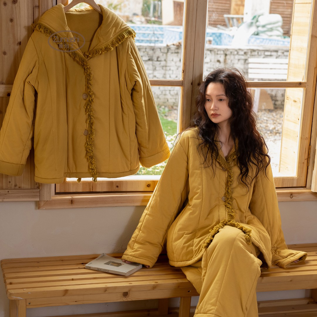 2025新款纯棉夹棉袄加厚睡衣