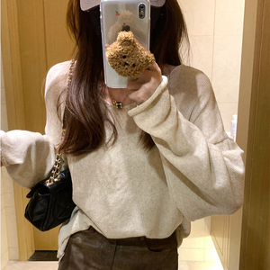 法式垂感设计通勤针织衫女2023新款纯色小众内搭气质长袖上衣外穿