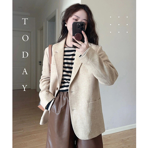 小香风高级感西装外套女2023秋冬外穿复古气质单排扣百搭西服上衣