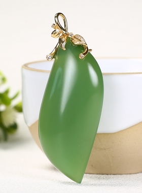 久龙玉器稀缺流油无暇金镶玉18k和田碧玉吊坠和田玉型芯挂件13.69