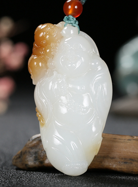 久龙玉器高白无暇红糖白肉和田且末糖羊脂玉挂件和田吊坠佛22.90