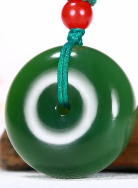 【久龙玉器】天然正品和田玉碧玉平安扣平安扣挂件14.20