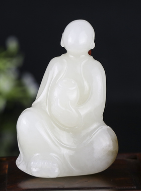【久龙玉器】天然A特细流油 和田玉且末糖挂件和田吊坠悟道81.186