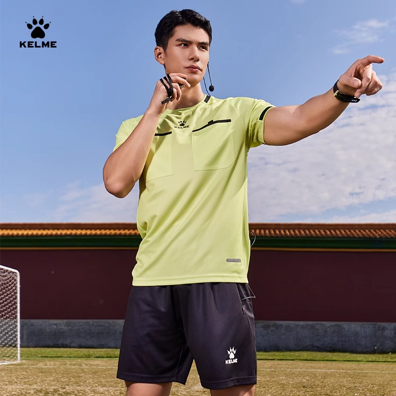 卡尔美足球裁判服套装男款足球比赛裁判员服装短袖圆领夏季定制