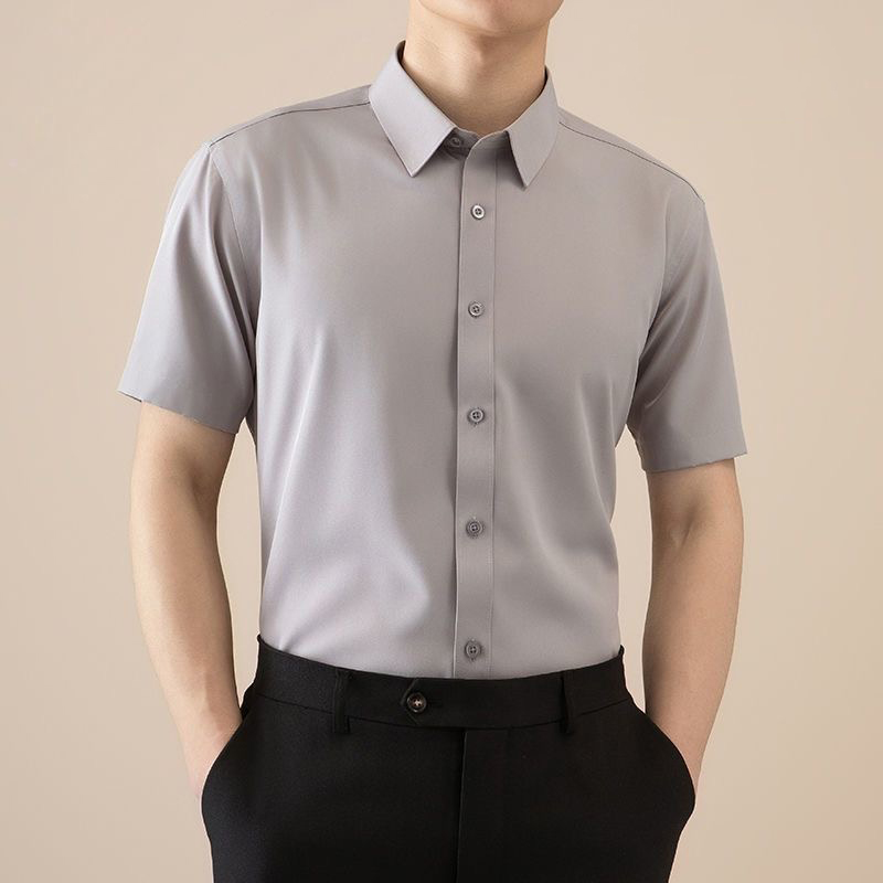 短袖衬衫男士夏季薄款休闲商务韩版修身免烫抗皱大码男装新款衬衣