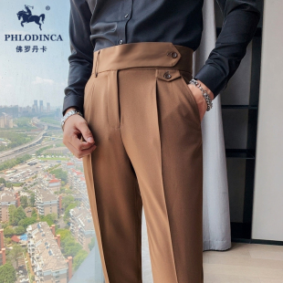 PHLODINCA 那不勒斯休闲西裤男2025新款修身小脚直筒商务西装裤