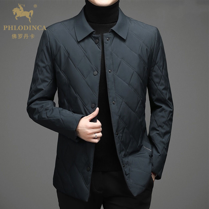PHLODINCA 秋冬中老年翻领外套男加绒棉衣加厚保暖菱形格保暖棉服,男装,棉衣,淘宝优惠券,粉丝福利购,淘宝优惠卷