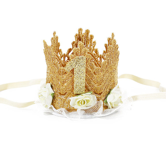 宠物1岁蕾丝头带皇冠狗狗猫咪生日派对饰品装扮拍照道具神器小狗
