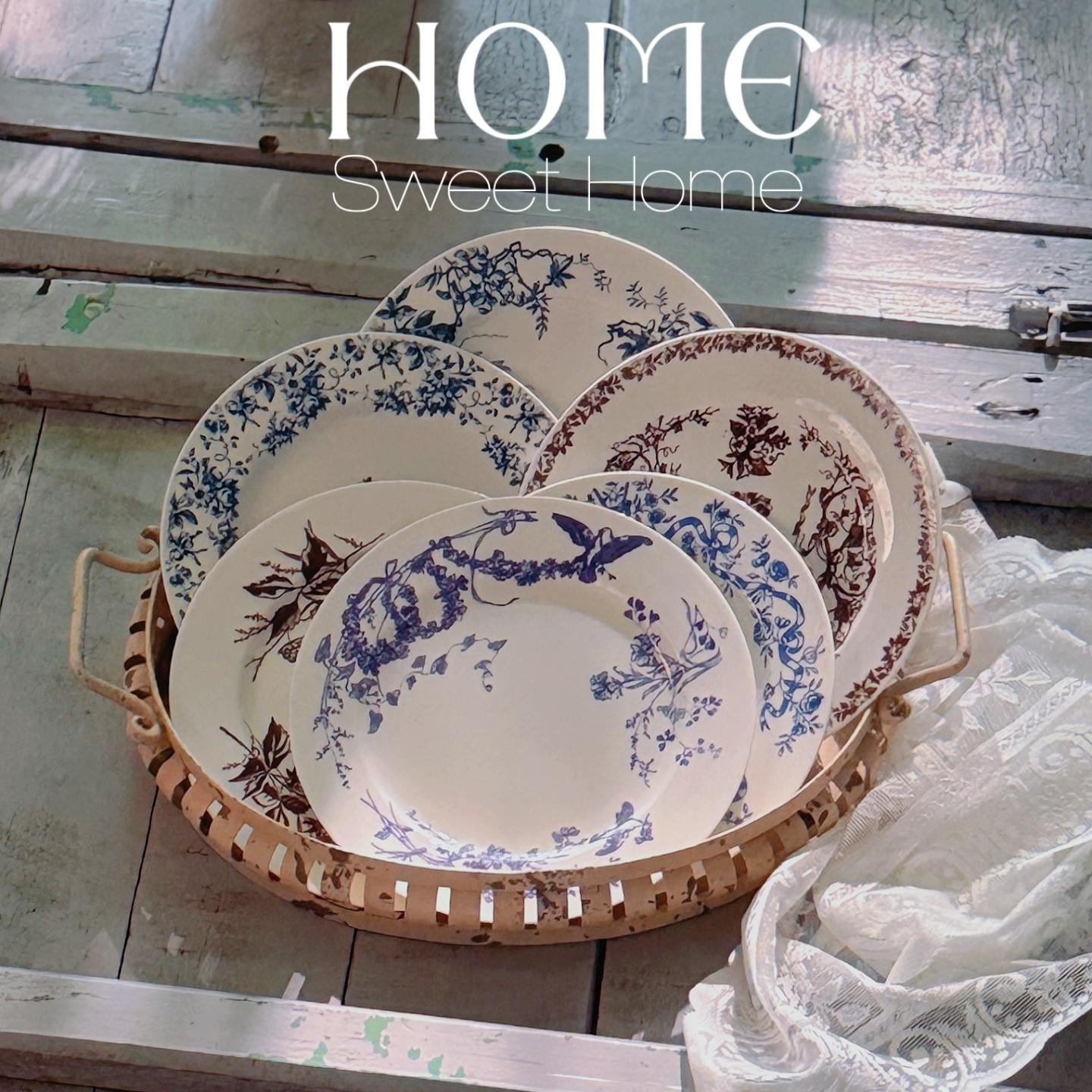 法式西餐平盘中古复刻陶瓷甜品盘菜盘brunch盘展示挂盘家用古董盘