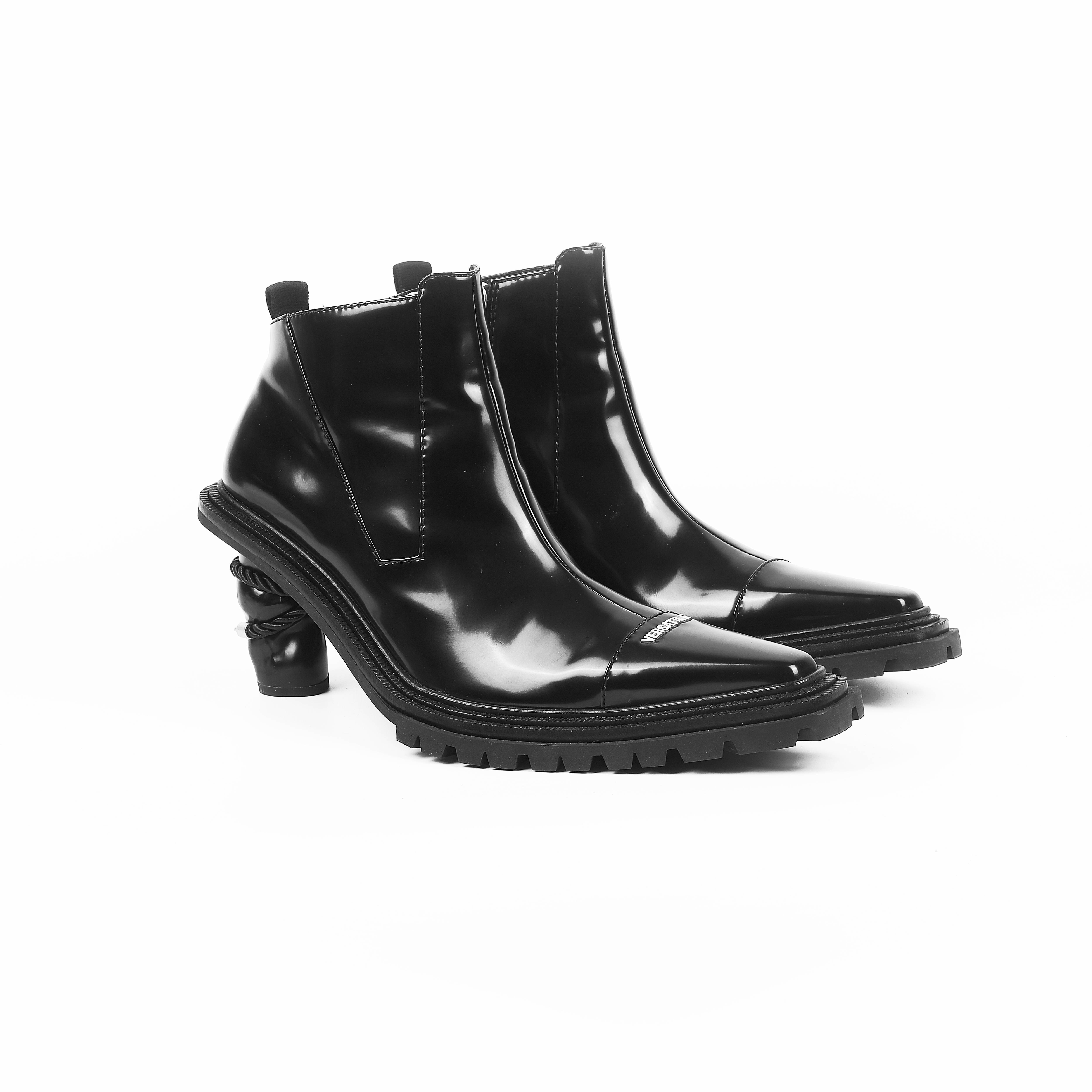 黑色厚底高跟休闲风切尔西短靴