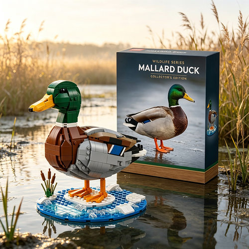 MOC绿头野鸭Mallard Duck颗粒拼装积木动物模型跨境潮玩收藏玩具