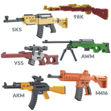 积客积木枪微钻小颗粒拼装98k儿童玩具军事武器男孩组装M416