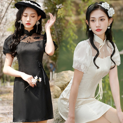 日常白色旗袍年轻少女新中式A版