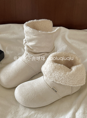 小卤球球鞋子女鞋冬雪地鞋女款2025新款加绒保暖二棉鞋两穿短靴
