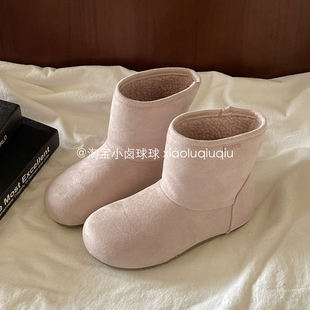 小卤球球加绒雪地靴女超好看冬鞋2026新款复古保暖短靴二棉鞋百搭