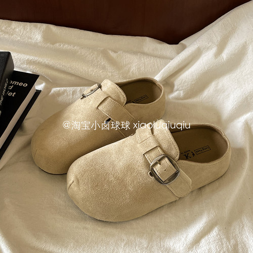 春季休闲懒人鞋女鞋2026新款一脚蹬勃肯鞋厚底小个子包头半拖鞋