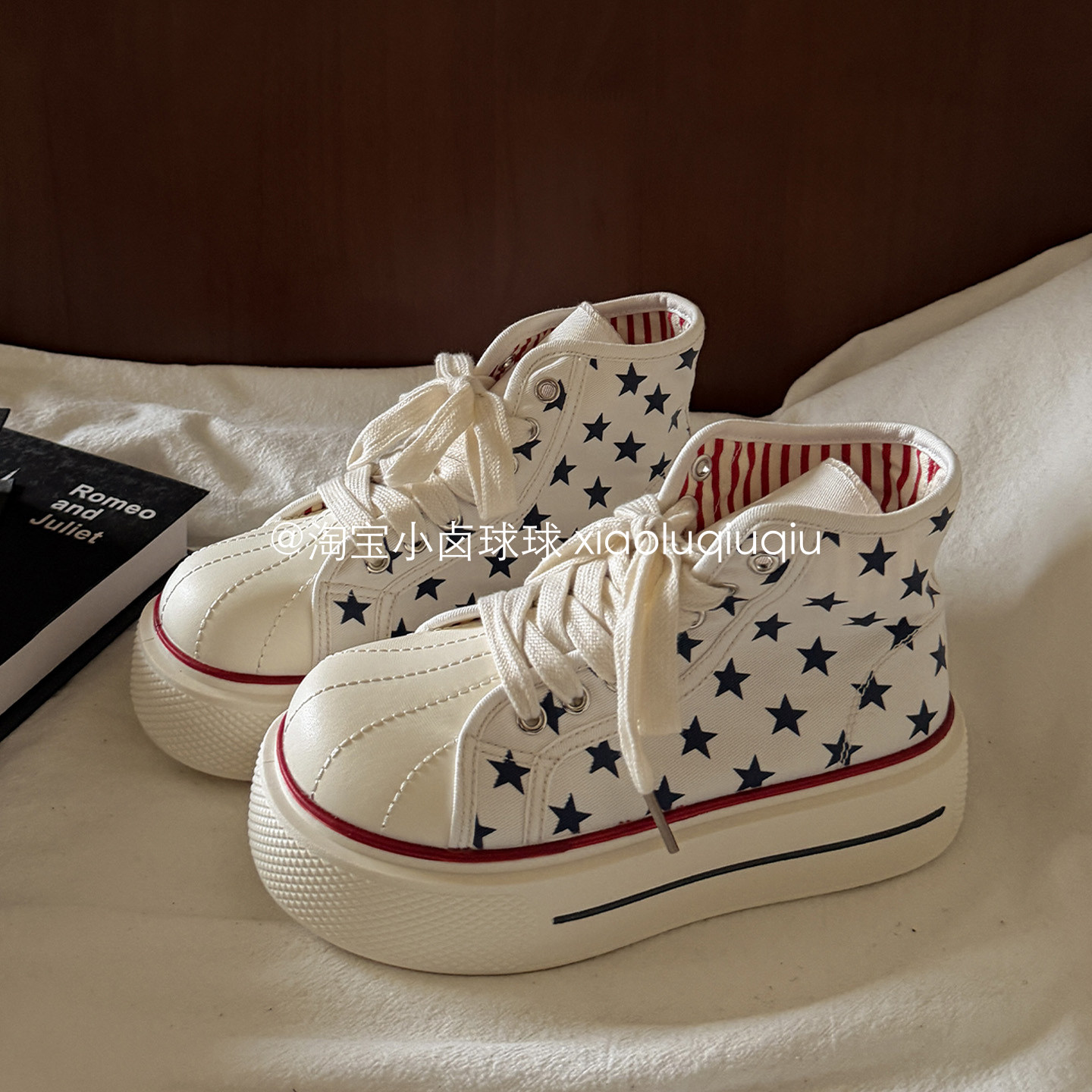小卤球球星星鞋厚底帆布鞋子女款2026新款夏季高帮休闲鞋百搭板鞋