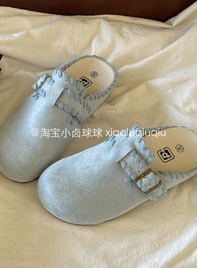 小卤球球韩系超火一脚蹬勃肯鞋半拖鞋2026新款懒人鞋子女鞋包头拖