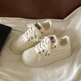 小卤球球 2026春季新款学生帆布鞋厚底小白鞋子女鞋百搭小众板鞋