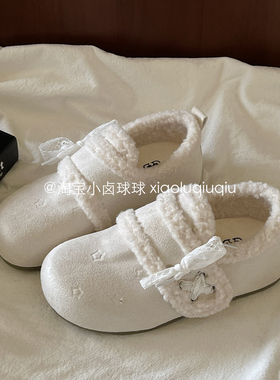 小卤球球冬季保暖毛毛鞋子加绒勃肯鞋一脚蹬休闲鞋二棉鞋2025新款