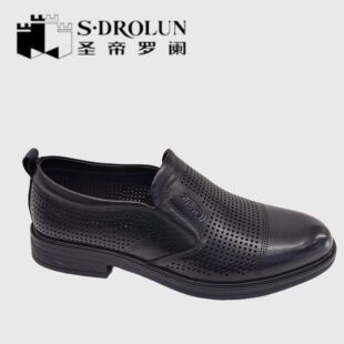 圣帝罗阑男鞋2025夏季新款时尚百搭休闲皮鞋男单鞋男打眼2615-1