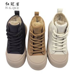 红冠雀女鞋2024冬季新款棉鞋高帮舒适加厚保暖靴女棉鞋9969