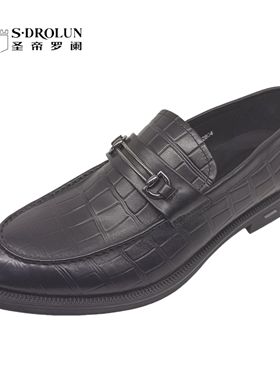 圣帝罗阑2025春季新款时尚休闲百搭男皮鞋男单鞋男休闲鞋20996