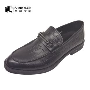 圣帝罗阑2025春季新款时尚休闲百搭男皮鞋男单鞋男休闲鞋20996