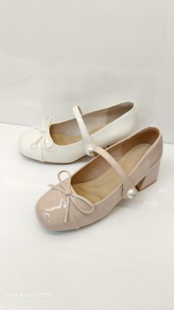 红冠雀女鞋2025夏季新款时尚玛丽珍百搭女单鞋粗跟女瓢鞋66610