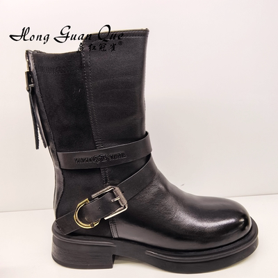 红冠雀女鞋2025冬季新款时尚女棉鞋舒适女短靴时装靴骑士靴5612B