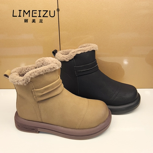 丽美足女鞋2025冬季新款时尚女棉鞋短靴时装靴面包鞋雪地靴2571-7