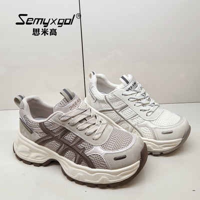 思米高女鞋2026春季新款时尚百搭女单鞋休闲厚底老爹鞋2636-3