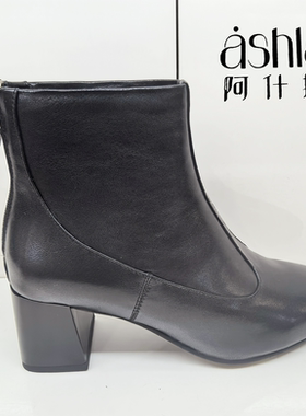 阿什拉女鞋2025冬季新款时尚百搭女棉鞋休闲女矮靴时装靴53832-1