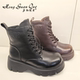 时装 红冠雀女鞋 靴1050 时尚 休闲百搭舒适马丁靴女棉鞋 2025冬季 新款
