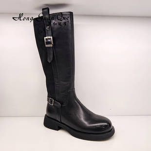 红冠雀女鞋2025冬季新款时尚百搭女棉鞋加厚保暖时装长靴5611