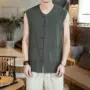 Phong cách Trung Quốc Tang vest nam vest vest Phong cách Trung Quốc áo khoác nút cài khóa Kung Fu áo sơ mi retro tải áo không tay mùa hè - Dệt kim Vest vest nam cao cấp