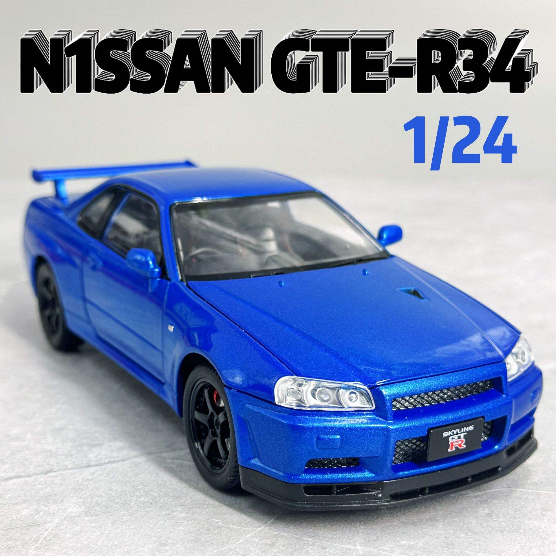 新款 GTR34跑车合金1:24儿童男孩玩具车摆件仿真汽车模型