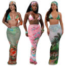 CY印花比基尼歐美時尚 備 女士泳衣三件套女不含頭巾更多游泳裝