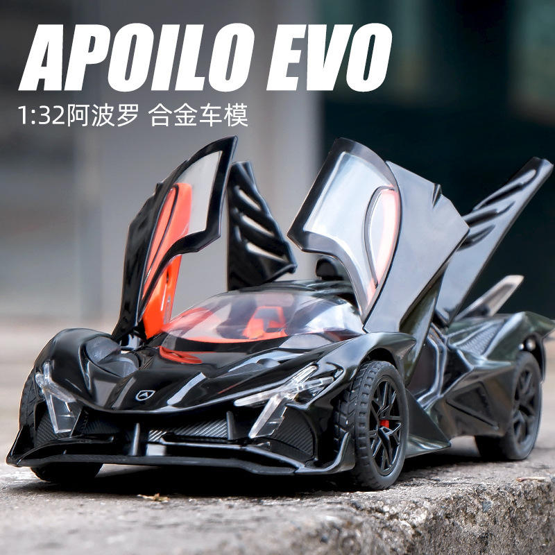 新款 盒装1:32阿波罗EVO跑车模型 仿真合金声光儿童玩具汽车摆件